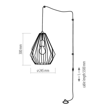 Lámpara colgante con enchufe BRYLANT 1xE27/60W/230V