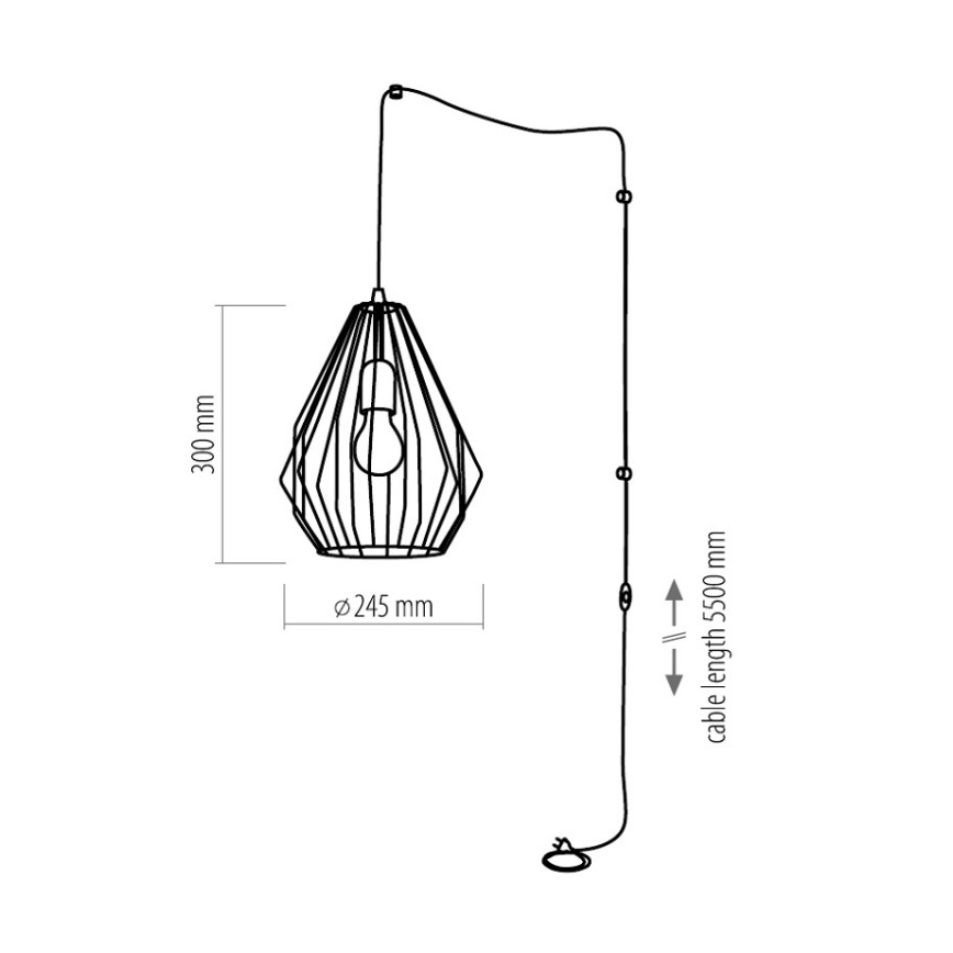 Lámpara colgante con enchufe BRYLANT 1xE27/60W/230V