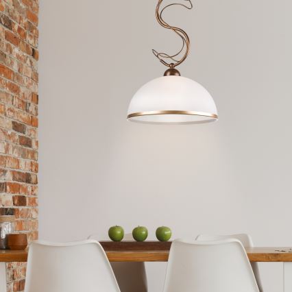 Lámpara colgante con varilla COBRA 1xE27/60W/230V Ø 30 cm bronce/pátina