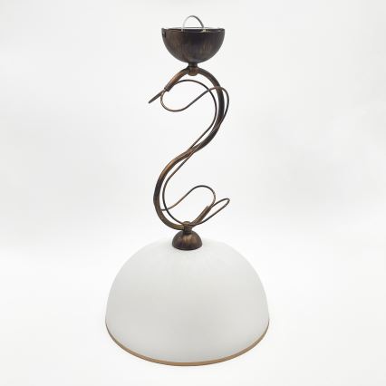 Lámpara colgante con varilla COBRA 1xE27/60W/230V Ø 30 cm bronce/pátina