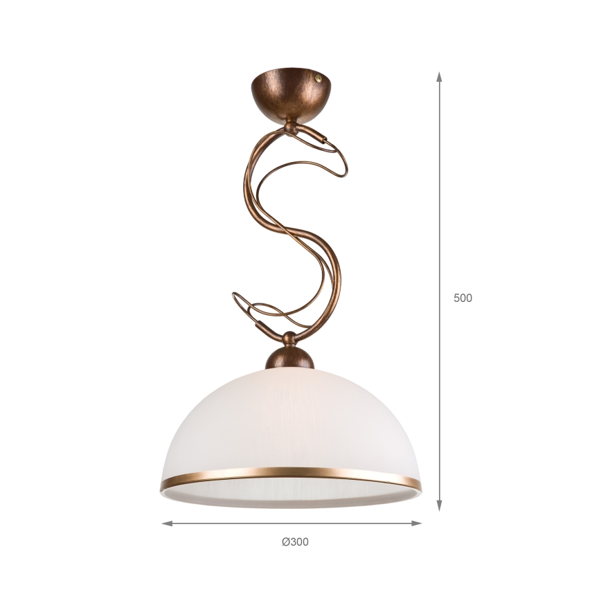 Lámpara colgante con varilla COBRA 1xE27/60W/230V Ø 30 cm bronce/pátina
