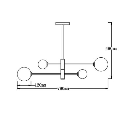 Lámpara colgante con varilla DORADO 4xG9/40W/230V negra