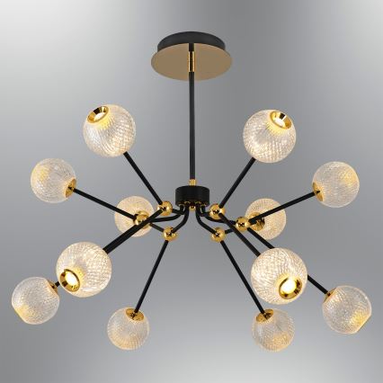 Lámpara colgante con varilla GELA 12xLED/5W/230V 3000K negro/dorado