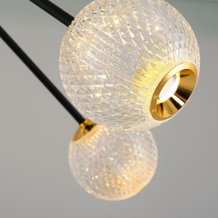 Lámpara colgante con varilla GELA 12xLED/5W/230V 3000K negro/dorado