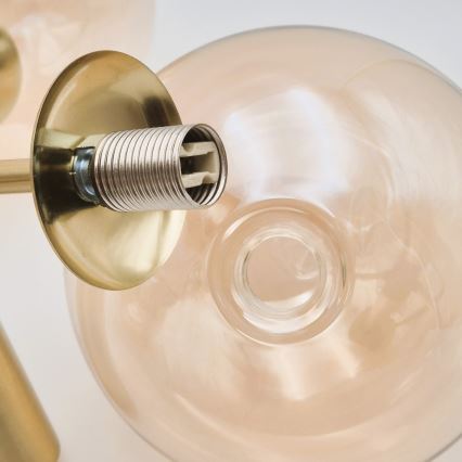 Lámpara colgante con varilla GEORGIA 3xG9/5W/230V dorado/beige ahumado