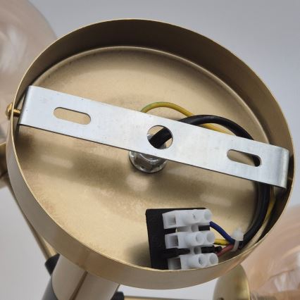 Lámpara colgante con varilla GEORGIA 3xG9/5W/230V dorado/beige ahumado