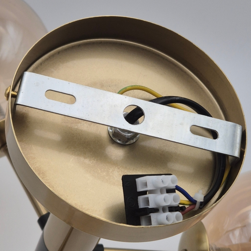 Lámpara colgante con varilla GEORGIA 3xG9/5W/230V dorado/beige ahumado