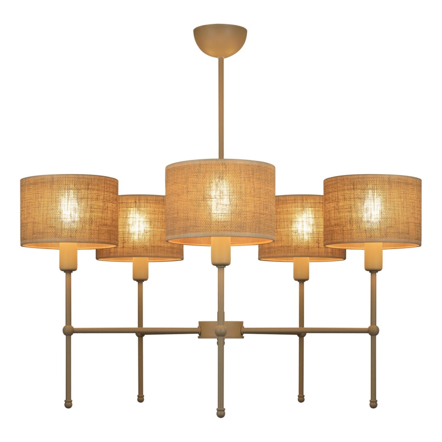 Lámpara colgante con varilla MADELA 5xE14/40W/230V yute/beige