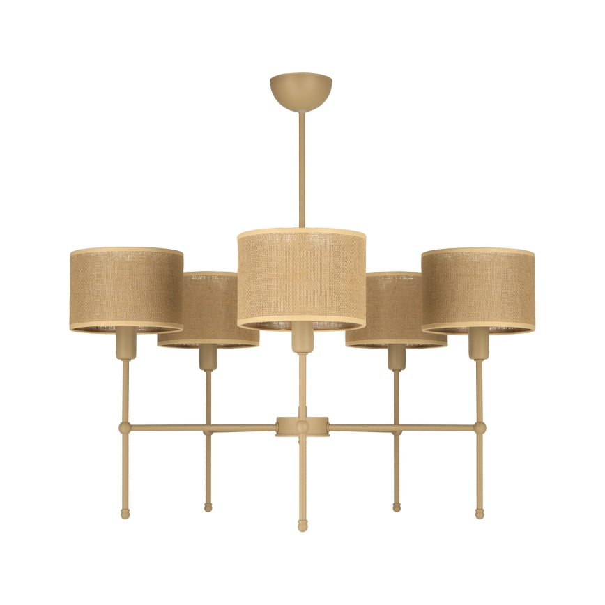 Lámpara colgante con varilla MADELA 5xE14/40W/230V yute/beige