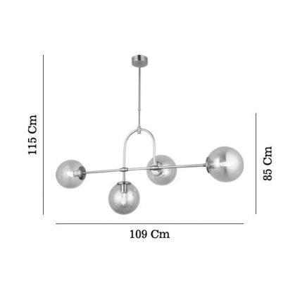Lámpara colgante con varilla POLINO 4xE27/40W/230V dorada