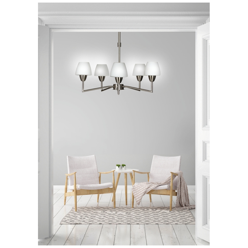 Lámpara colgante con varilla TOGO 5xG9/40W/230V cromo mate/blanco