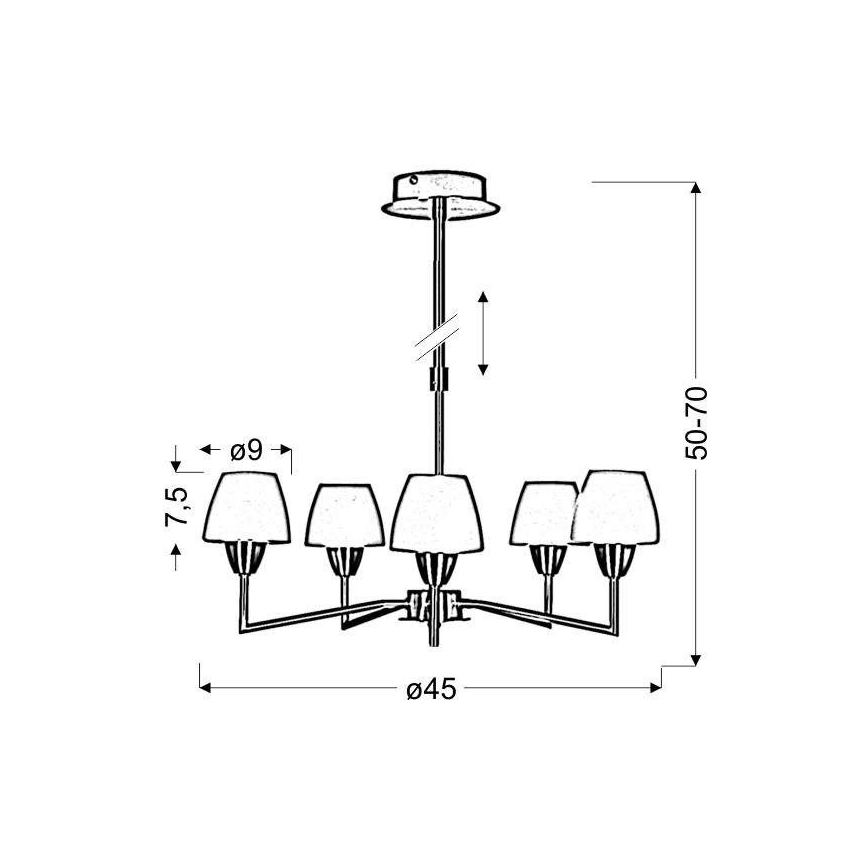 Lámpara colgante con varilla TOGO 5xG9/40W/230V cromo mate/blanco