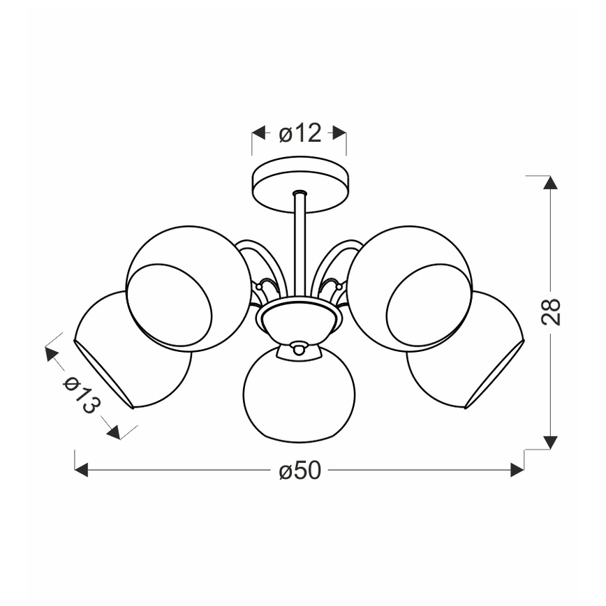 Lámpara colgante con vástago NESTOR 5xE27/40W/230V latón