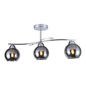 Lámpara colgante CONNOR 3xE27/15W/230V cromo brillante/gris