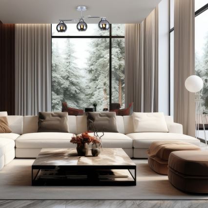 Lámpara colgante CONNOR 3xE27/15W/230V cromo brillante/gris