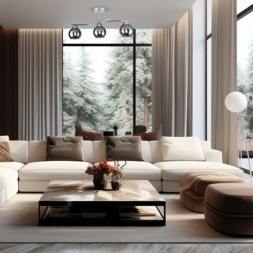 Lámpara colgante CONNOR 3xE27/15W/230V cromo brillante/gris