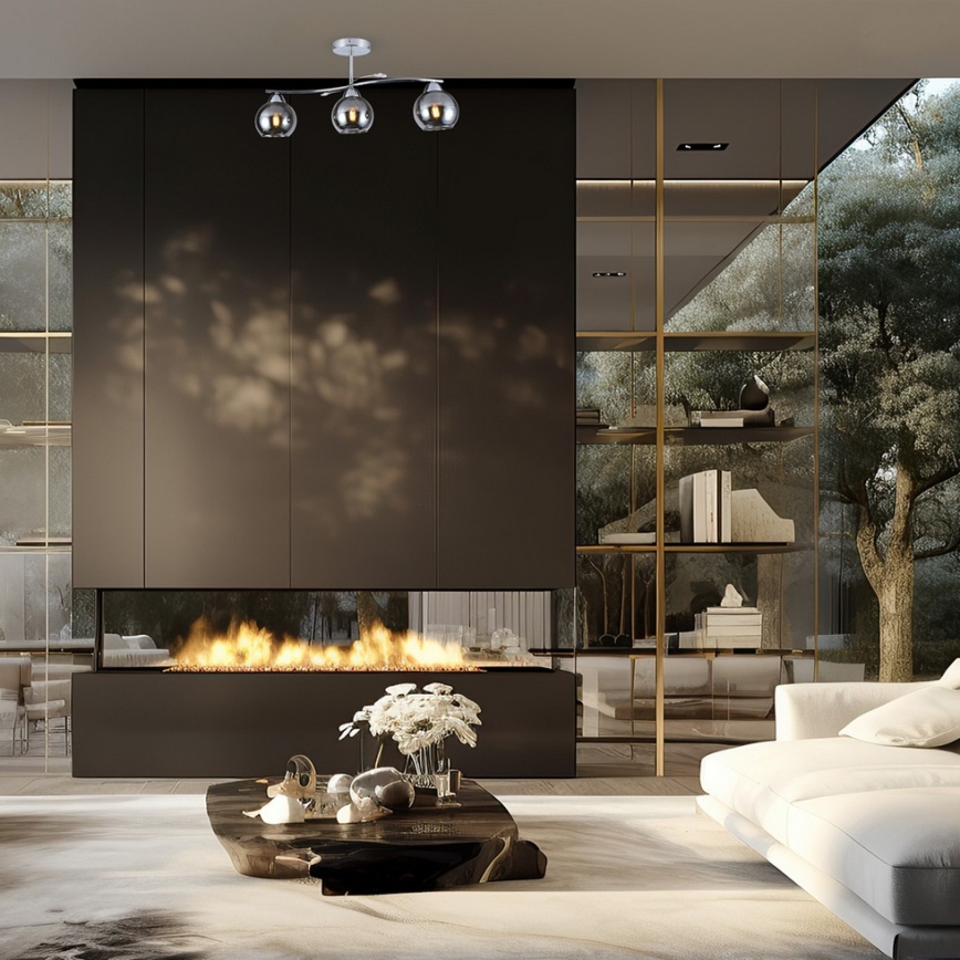 Lámpara colgante CONNOR 3xE27/15W/230V cromo brillante/gris