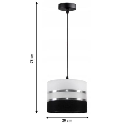 Lámpara colgante CORAL 1xE27/60W/230V blanco y negro