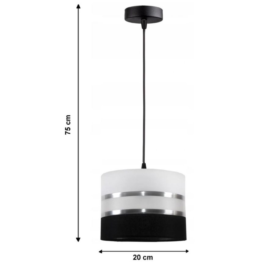 Lámpara colgante CORAL 1xE27/60W/230V blanco y negro