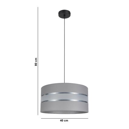 Lámpara colgante CORAL 1xE27/60W/230V diá. 40 cm gris