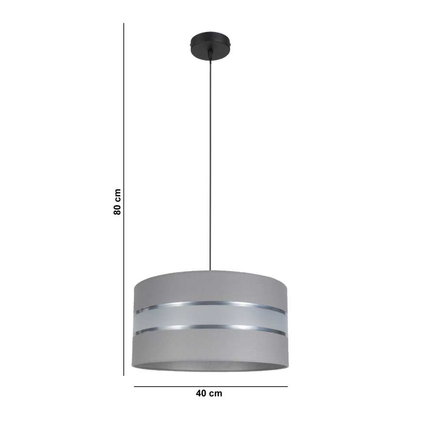Lámpara colgante CORAL 1xE27/60W/230V diá. 40 cm gris