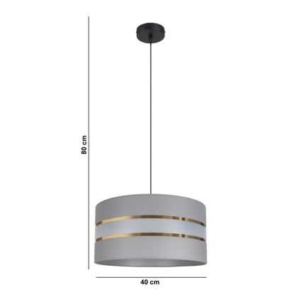 Lámpara colgante CORAL 1xE27/60W/230V diá. 40 cm gris