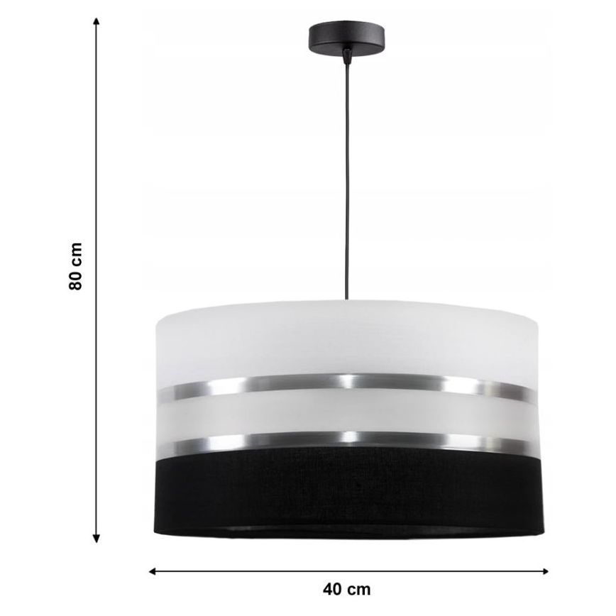 Lámpara colgante CORAL 1xE27/60W/230V negro-blanco
