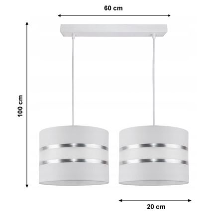 Lámpara colgante CORAL 2xE27/60W/230V blanco