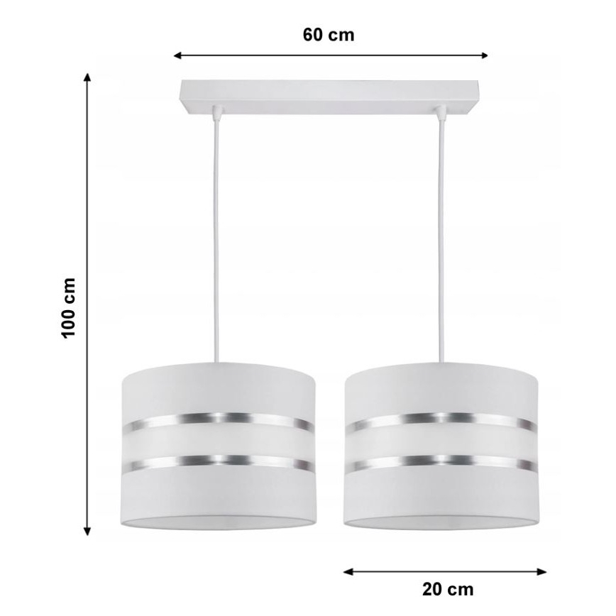 Lámpara colgante CORAL 2xE27/60W/230V blanco