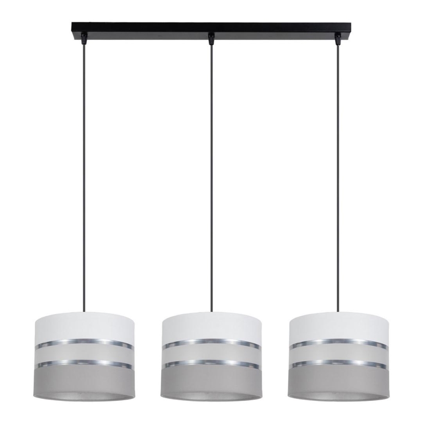 Lámpara colgante CORAL 3xE27/60W/230V blanco/gris