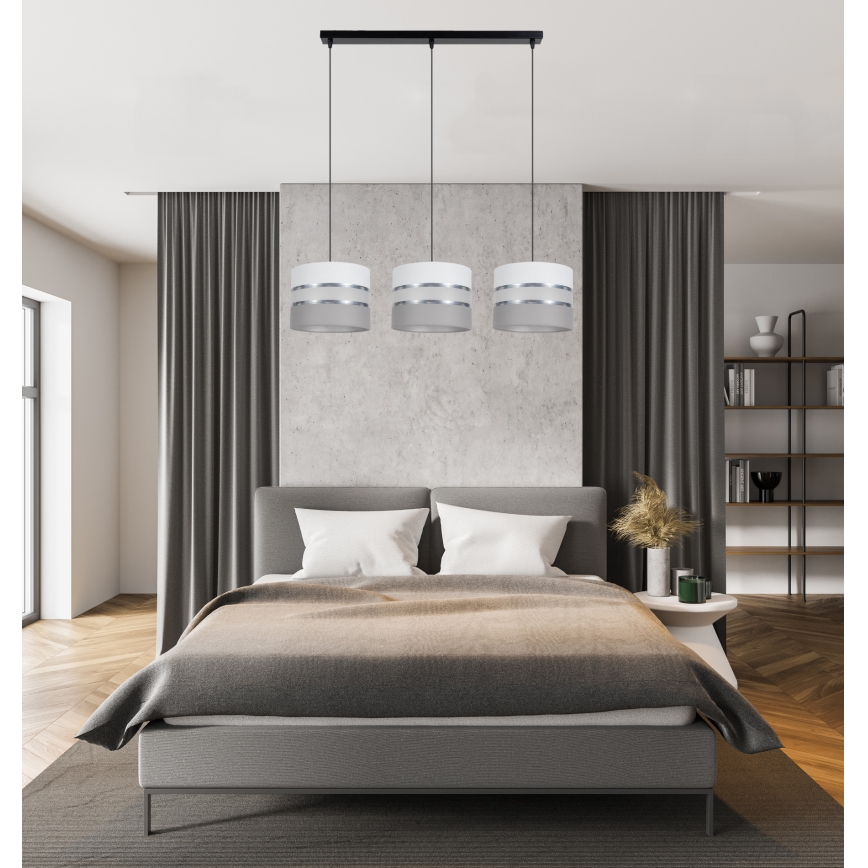 Lámpara colgante CORAL 3xE27/60W/230V blanco/gris