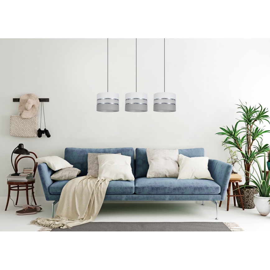 Lámpara colgante CORAL 3xE27/60W/230V blanco/gris