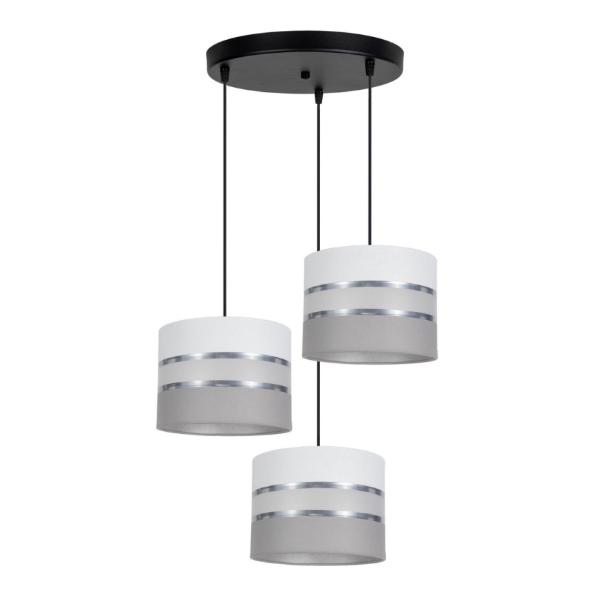 Lámpara colgante CORAL 3xE27/60W/230V blanco/gris