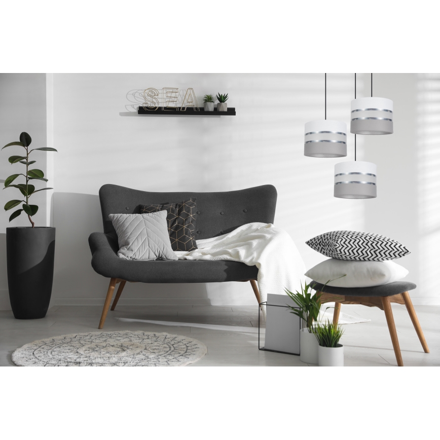 Lámpara colgante CORAL 3xE27/60W/230V blanco/gris