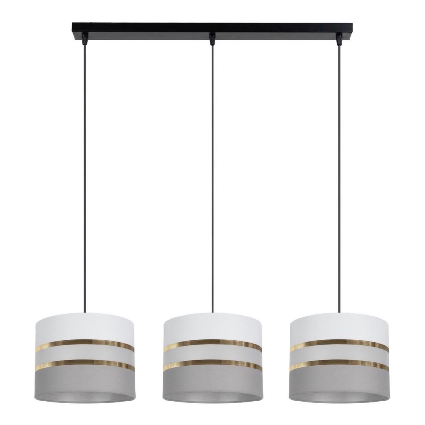Lámpara colgante CORAL 3xE27/60W/230V blanco/gris