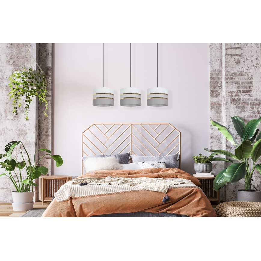 Lámpara colgante CORAL 3xE27/60W/230V blanco/gris