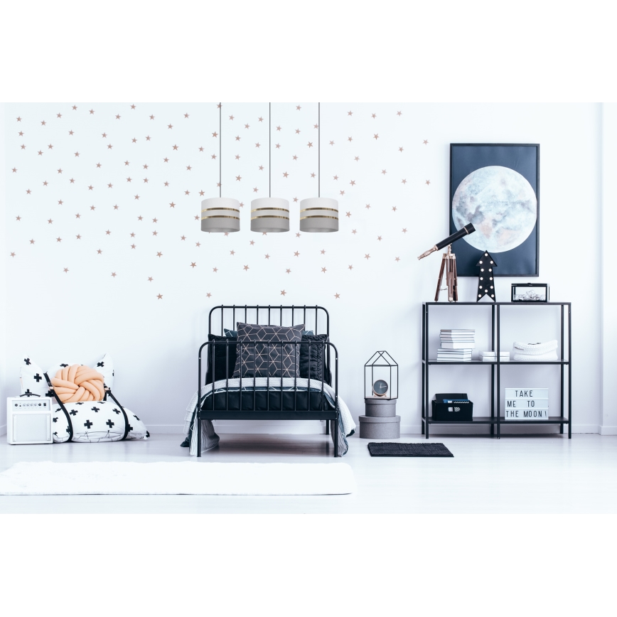 Lámpara colgante CORAL 3xE27/60W/230V blanco/gris