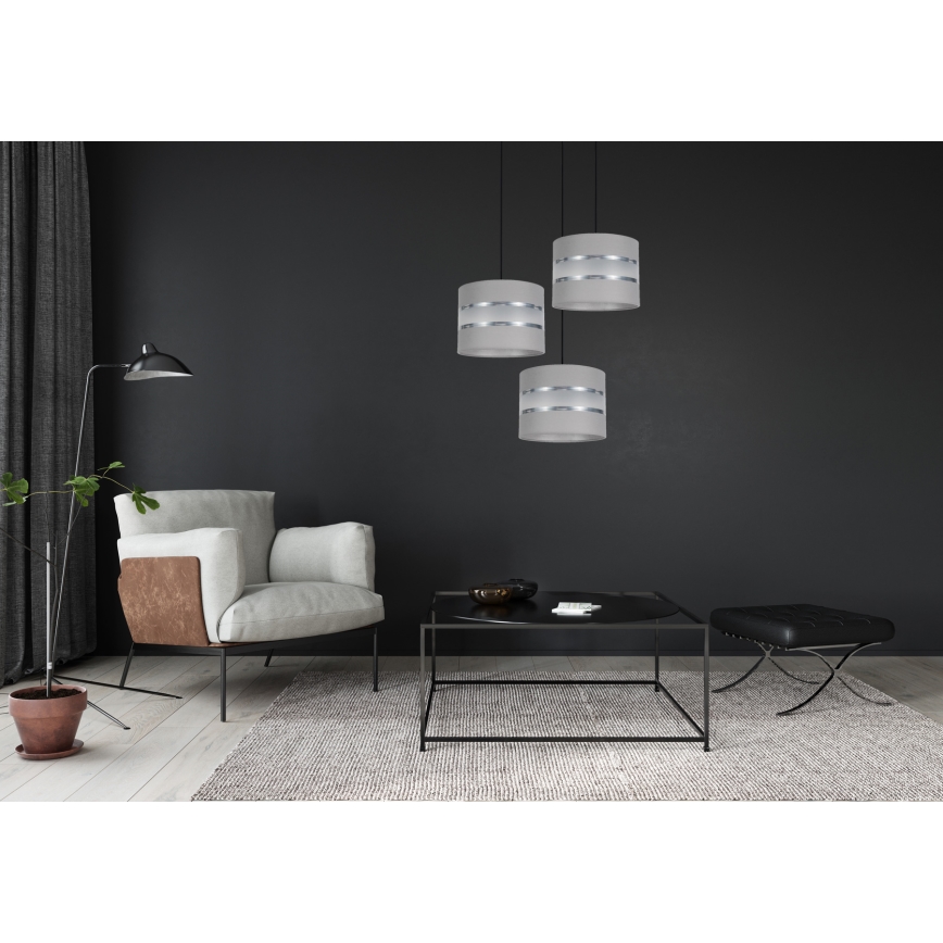 Lámpara colgante CORAL 3xE27/60W/230V gris