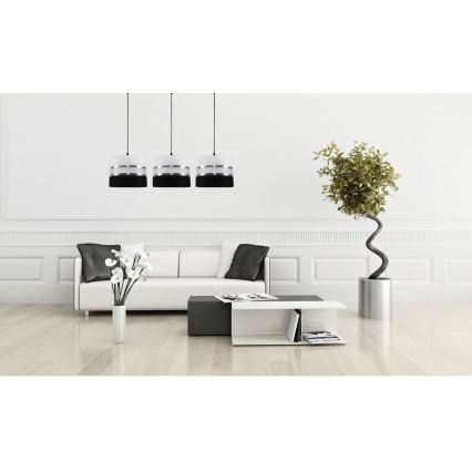 Lámpara colgante CORAL 3xE27/60W/230V negro-blanco