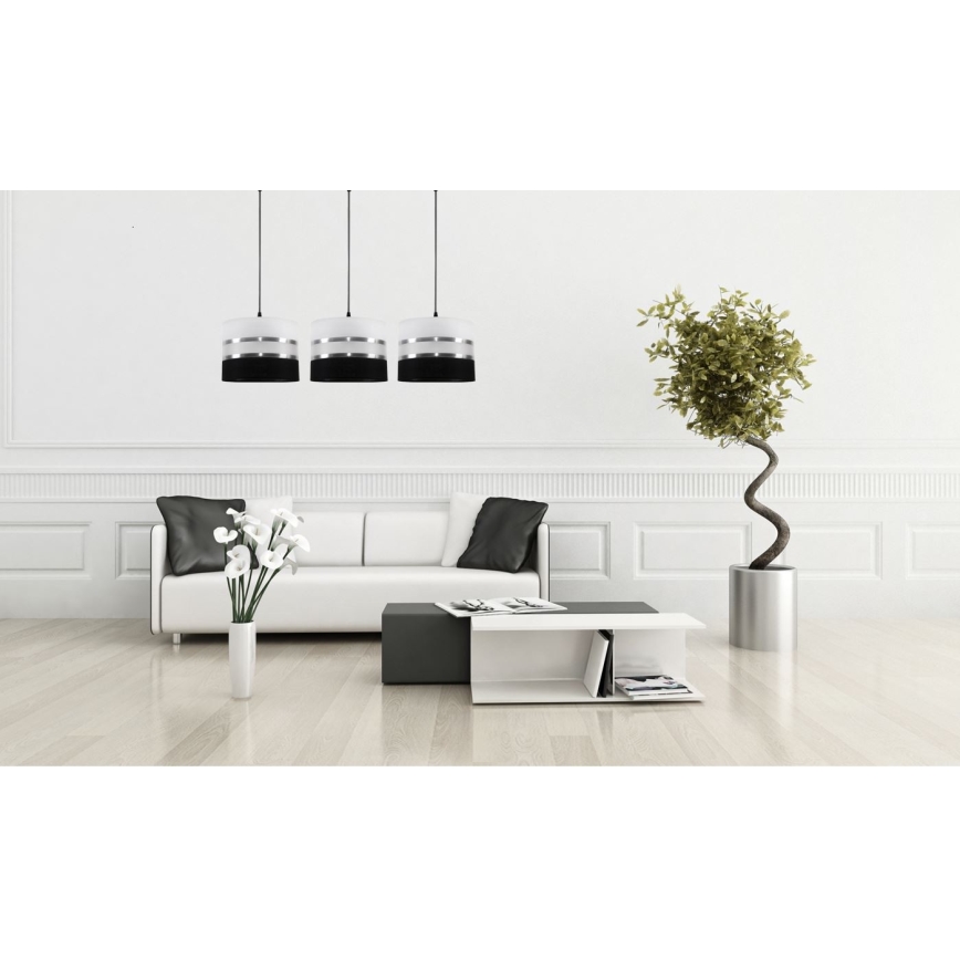 Lámpara colgante CORAL 3xE27/60W/230V negro-blanco