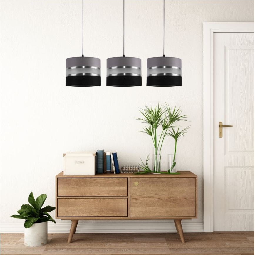Lámpara colgante CORAL 3xE27/60W/230V negro-gris