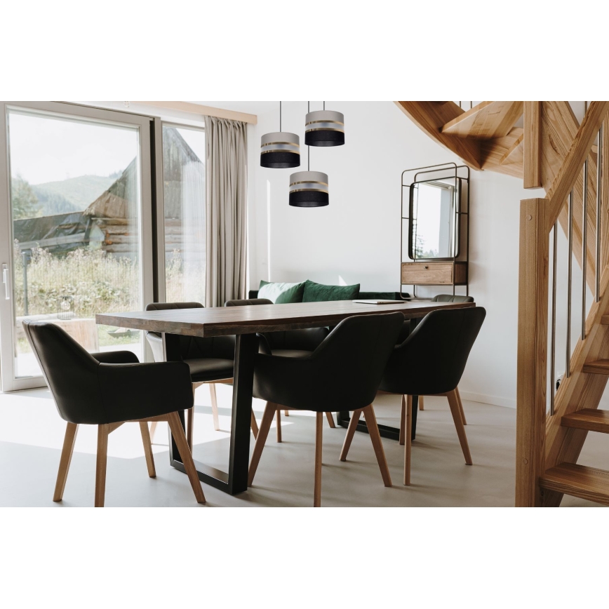 Lámpara colgante CORAL 3xE27/60W/230V negro-gris