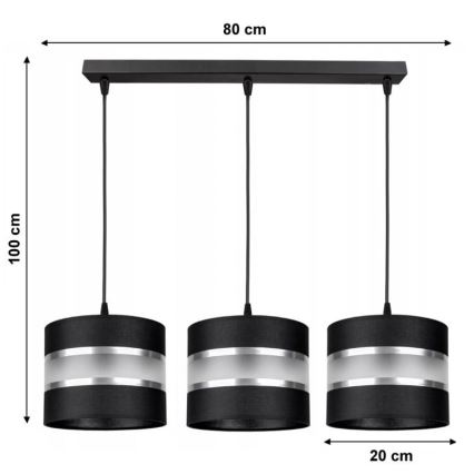 Lámpara colgante CORAL 3xE27/60W/230V negro