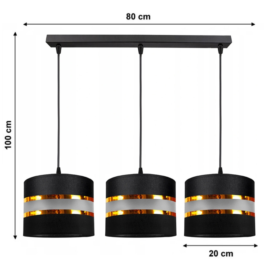 Lámpara colgante CORAL 3xE27/60W/230V negro