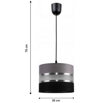 Lámpara colgante CORAL S 1xE27/60W/230V negro-gris
