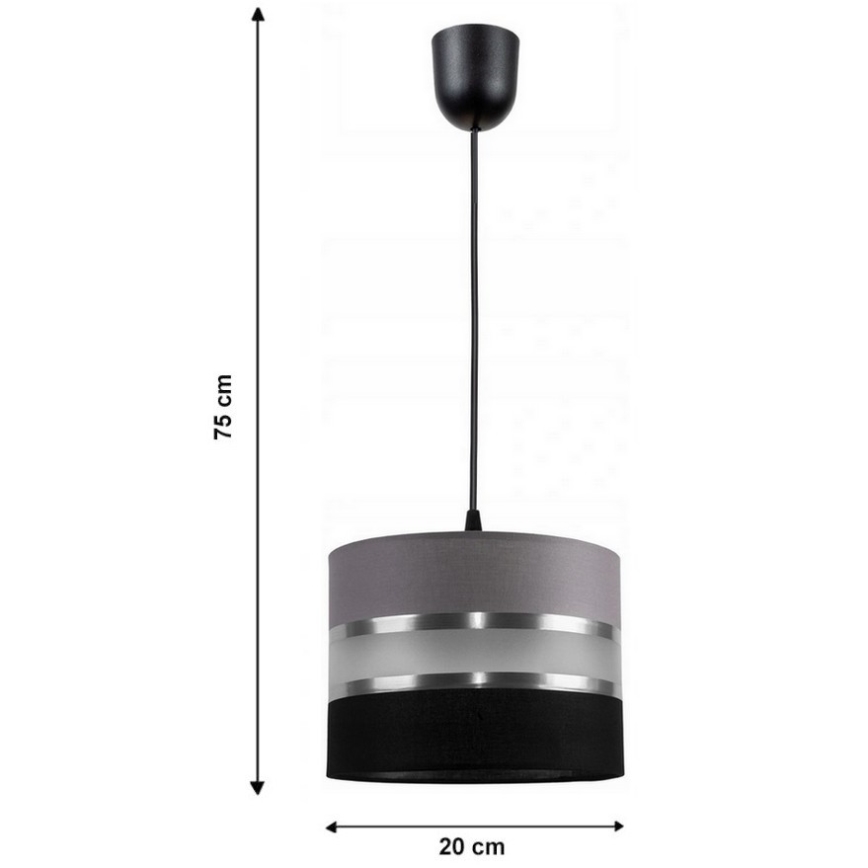 Lámpara colgante CORAL S 1xE27/60W/230V negro-gris