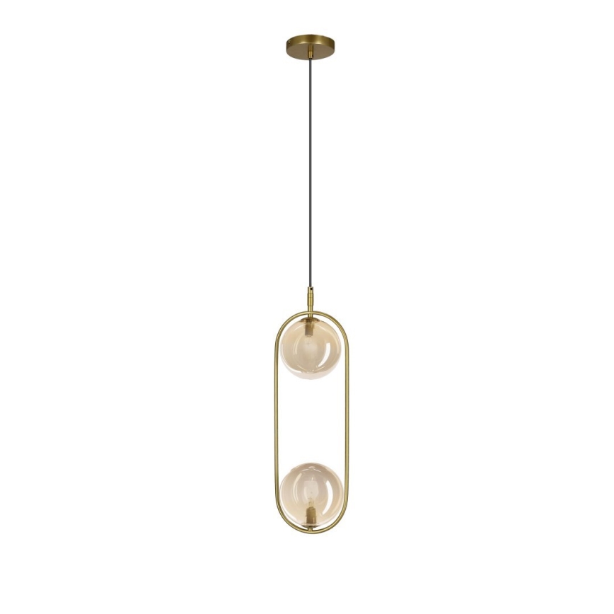 Lámpara colgante CORDEL 2xG9/28W/230V latón/beige ahumado