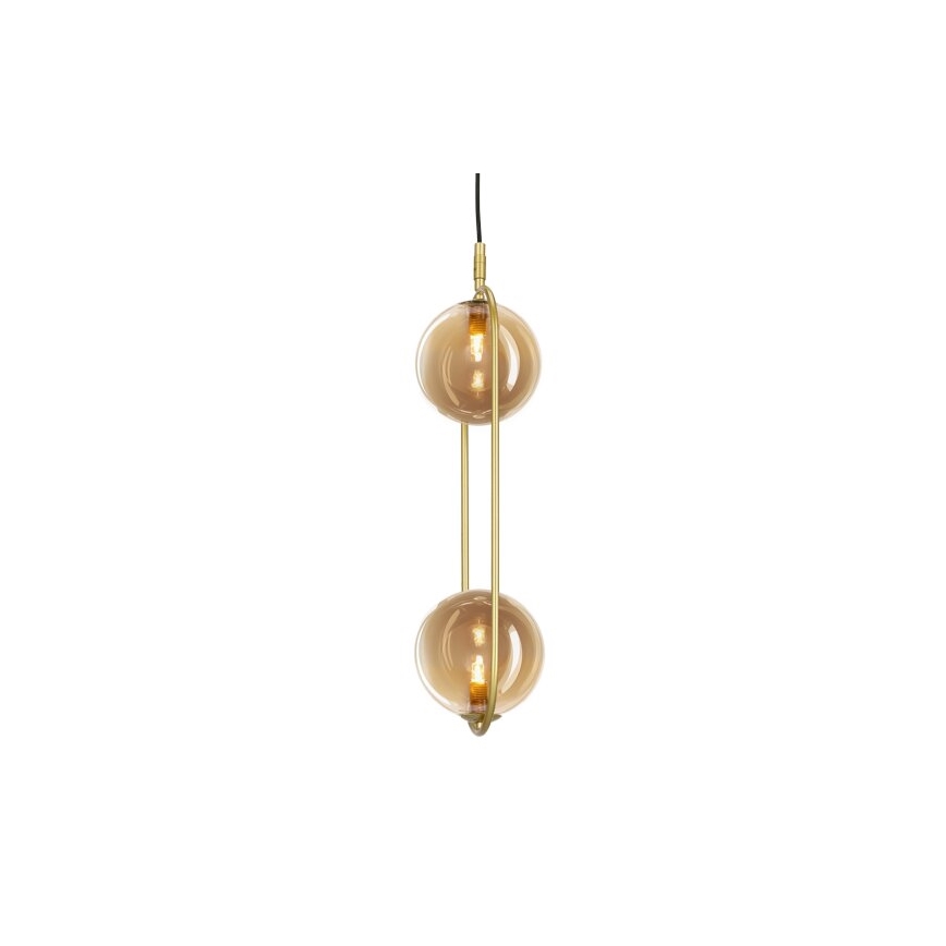 Lámpara colgante CORDEL 2xG9/28W/230V latón/beige ahumado