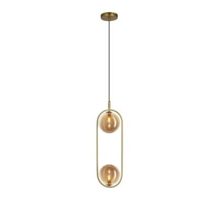 Lámpara colgante CORDEL 2xG9/28W/230V latón/beige ahumado