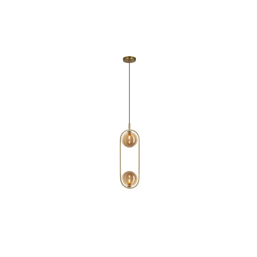 Lámpara colgante CORDEL 2xG9/28W/230V latón/beige ahumado